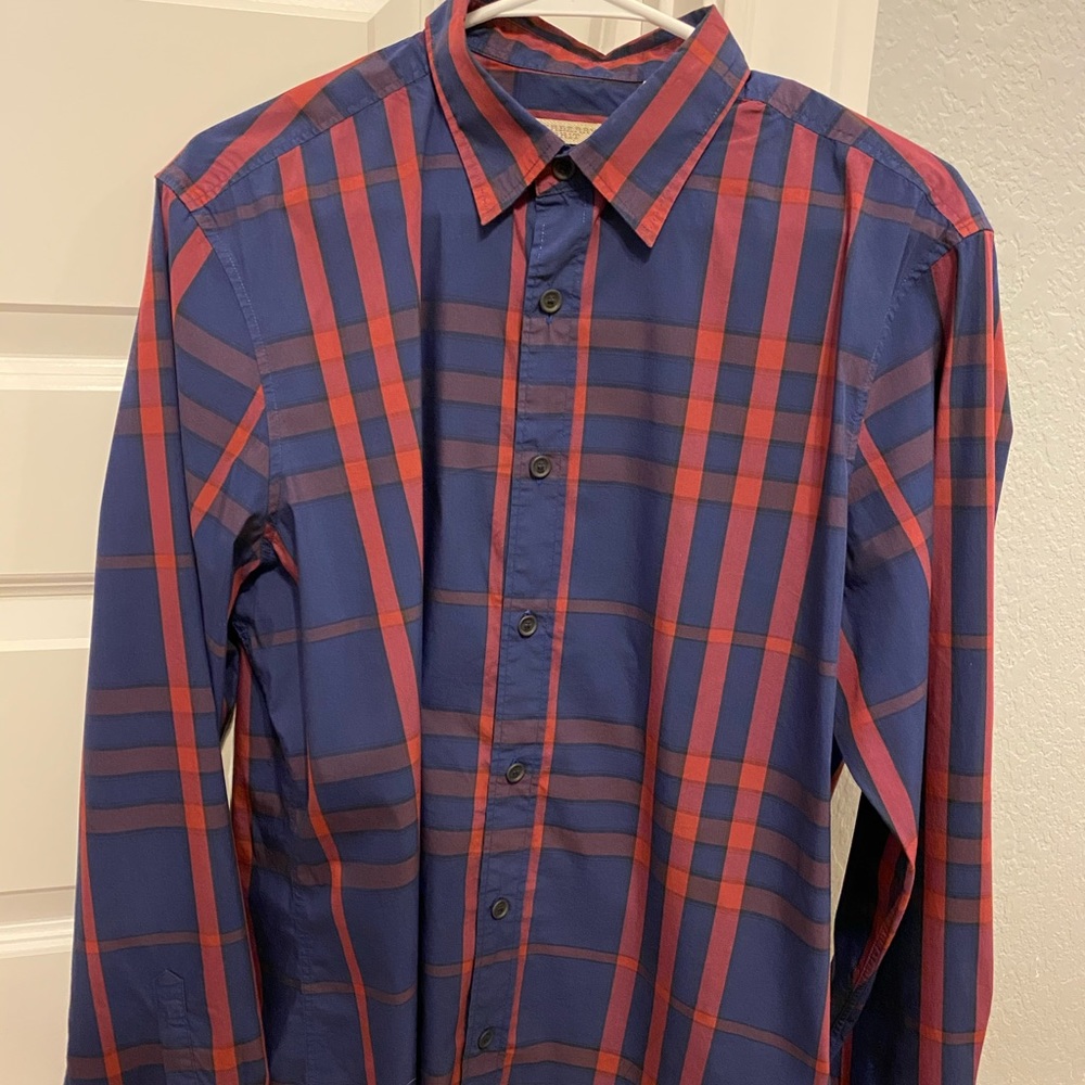 Men's Burberry Brit check button down size Large